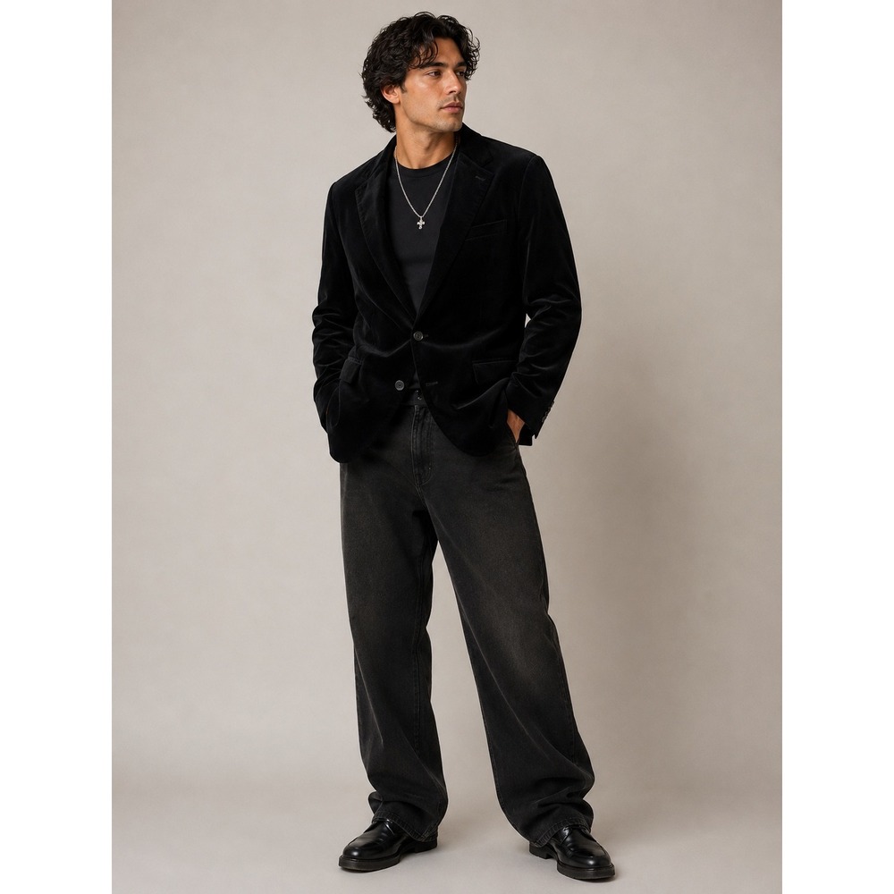 Goodfellow Velour Blazer‎ Mens XL Sport Coat Streetwear Minimalist Black XL